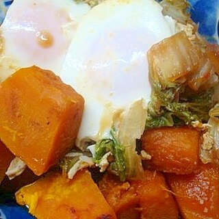 カボチャと白菜と卵の煮物